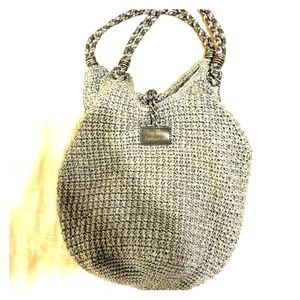 The Sak Small Gray Crochet Hobo Tote